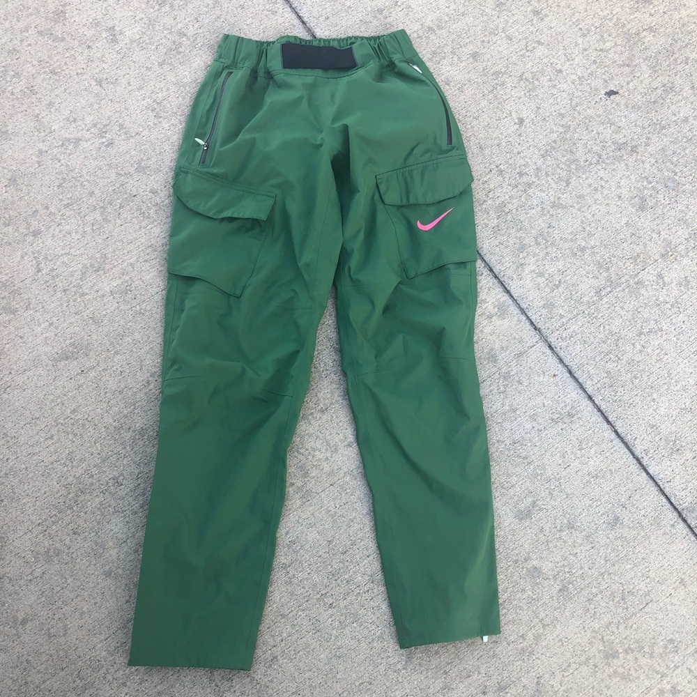 Nike Green Cargo Pants with Pink Swoosh